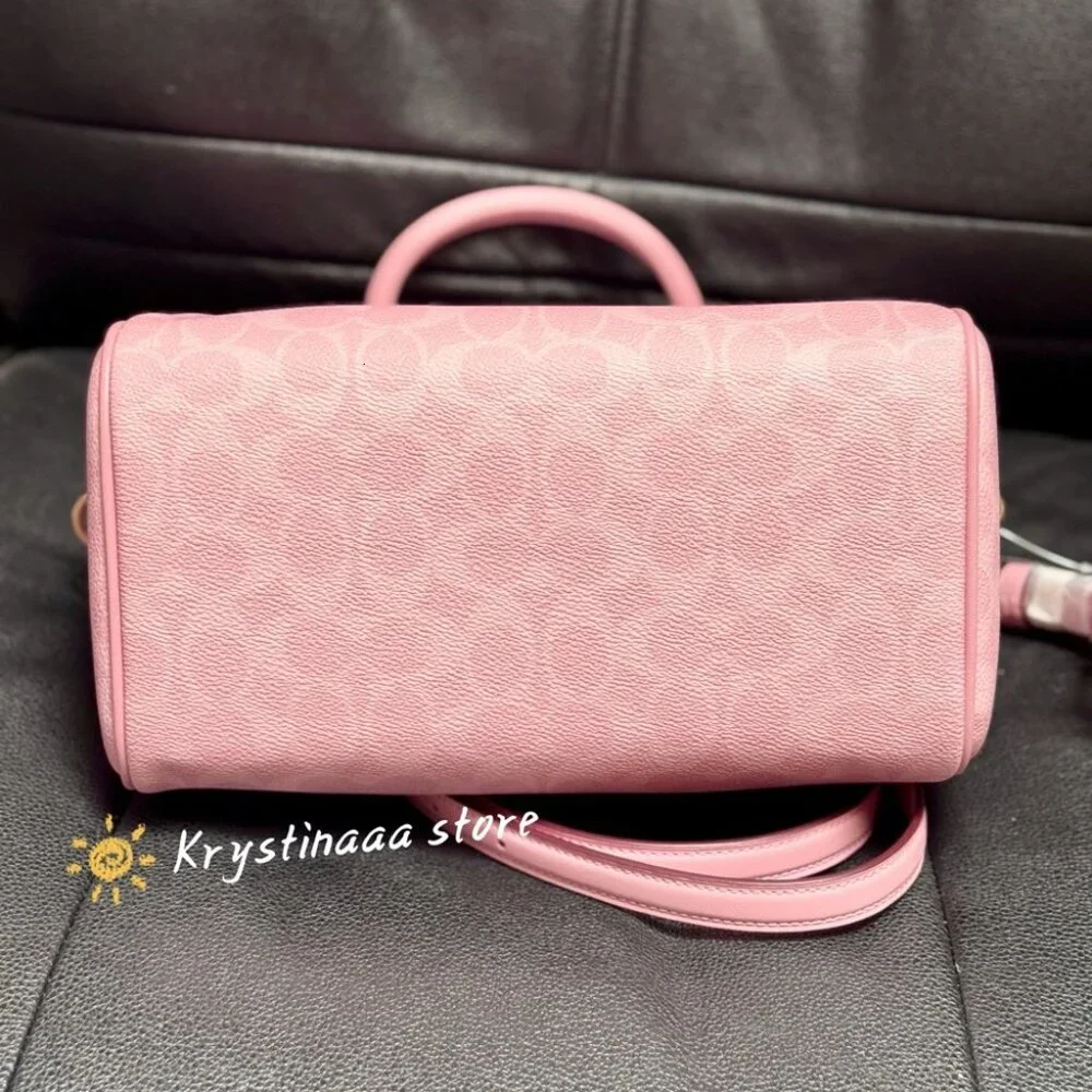 Coach Rowan Satchel Bag In Signature Canvas Powder/Pink - Picture 6 of 12